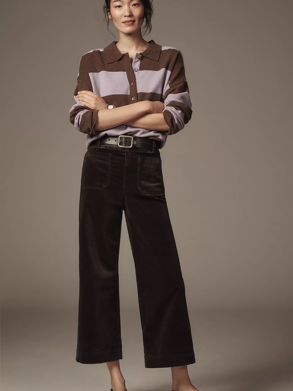 Maeve Colette Corduroy Crop Wide-Leg Pants